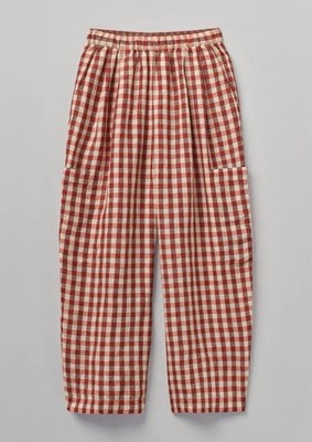 Toast Leinenhose Gingham Check weites Bein Tasche rot creme, Große L, einmal getragen