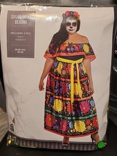 Sugar Skull Beauty Day of the Dead Plus Size 18-20 Halloween Costume 4161 4242