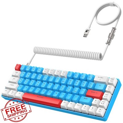T8 60% Gaming Keyboard,68 Keys Compact Mini Wired Mechanical Keyboard with 18...