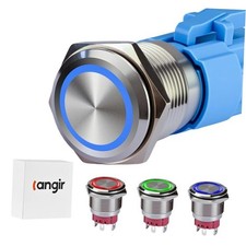 Latching Push Button Switch 12V DC Stainless Steel Waterproof On Off 19mm red-L