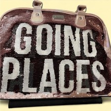 NWT Justice "Vacay All Day" Rose Gold Sequence Rolling Duffle