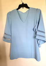 Women's 3/4 Sleeve V-Neck T-Shirt Summer Casual Solid Color Top Blouse XL