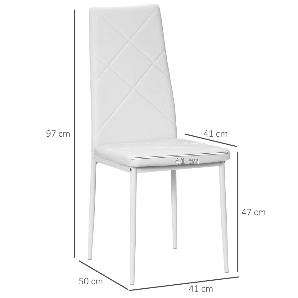 HOMCOM 4-Pieces Dining Chairs, Faux Leather Kitchen Chairs, White - Image 3 of 4