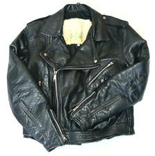 OLD SCHOOL METALHEAD MOTORCYCLE BIKER JACKET - 42 - VINTAGE ROCKER PUNK LEATHER