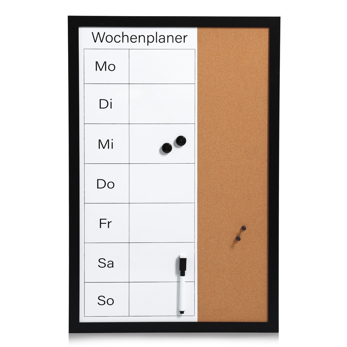 Zeller Wochenplaner Kork/Metall/MDF schwarz