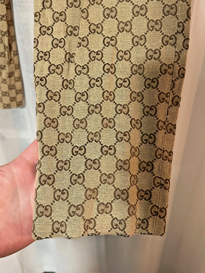 Gucci GG Marrón Lienzo Jacquard Algodón Monograma Pantalones Gucci Talla 46 Foto 2 de 4