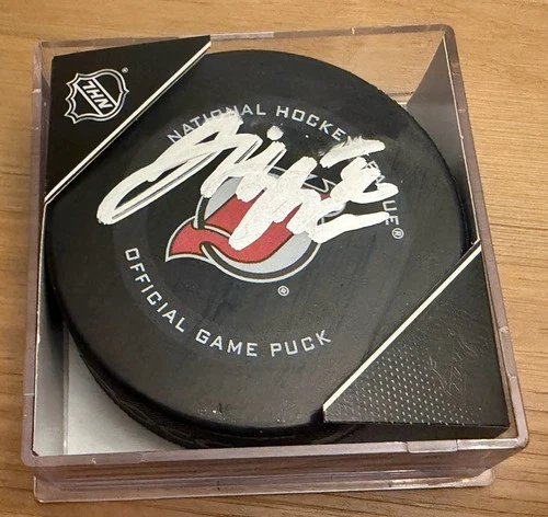 Jack Hughes Signed New Jersey Devils Hockey Game Puck Beckett COA Team USA Hero