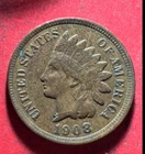 1908 US Indian Head Cent! Choice Very Fine Details! Old US Coin!