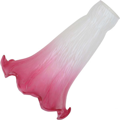 LS02S Lily Flower Blown Glass Lampshade (White Pink, Opening I.D. 0.87'' X O.D. 1