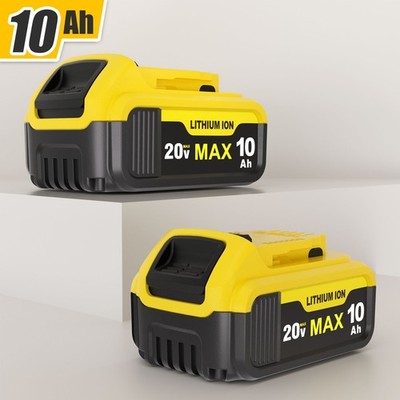 2 Pack 10Ah For DeWalt 20V 20 Volt Max XR Lithium Ion Battery DCB206 DCB204