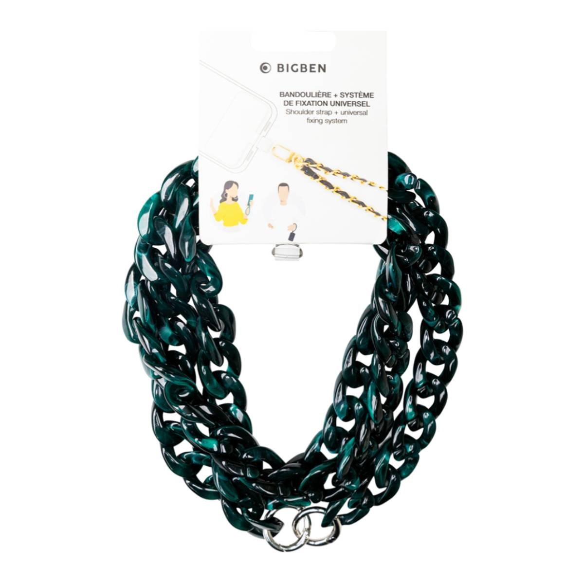 Bandolera universal BigBen mesh vert fonce aux finitions soignees et design epure