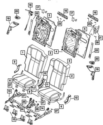 Genuine Mopar Rear Seat Back Cover 1PZ90BD1AA