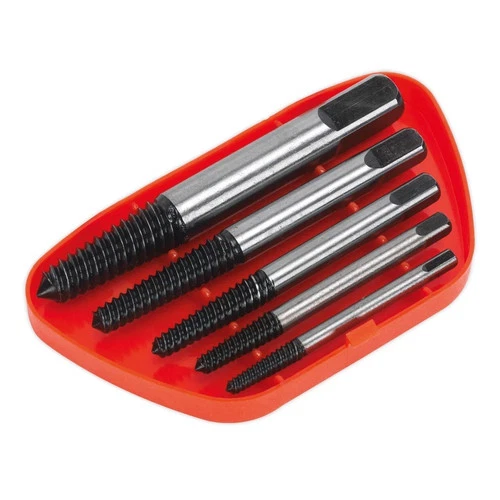 Sealey AK722 - 5pc Screw Extractor set - Broken Stud Bolt - Helix Type with Case