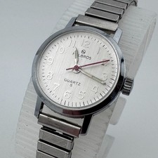 Vintage Classic Helbros Quartz Watch Women Silver Stretch Analog New Battery