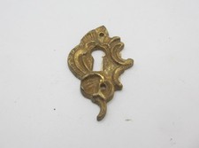 Small Vintage Brass Cupboard Escutcheon Keyhole Plate Old Rococo French