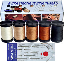 Upholstery Repair Sewing Kit with 5 Nylon Thread Rolls, 7 Leather Canvas Needl
