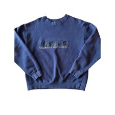 Vintage 90's Timberland Weathergear Faded Blue L Embroidered Logo Heavy Crewneck