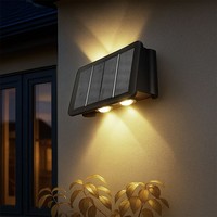 AußEnleuchte Solar Wandlampe Terrassenleuchte Up Down Schwarz Akku Led L 17 Cm