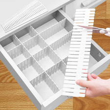 Image of 16 PCS Drawer Dividers Adjustable Drawer Organizer White Drawer Organiser 32 X 7