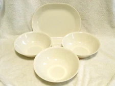 3 Corelle Sandstone Beige 8 1/2 Inch Serving Bowls 1 - 10 by 12 Inch Platter