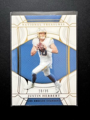 Panini National Treasures 2021 Justin Herbert LA Chargers Gold 10/35 Jersey #
