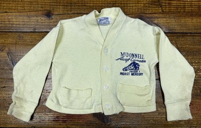 Vintage McDonnell Aircraft Project Mercury Cardigan Sweatshirt Youth 3 NASA