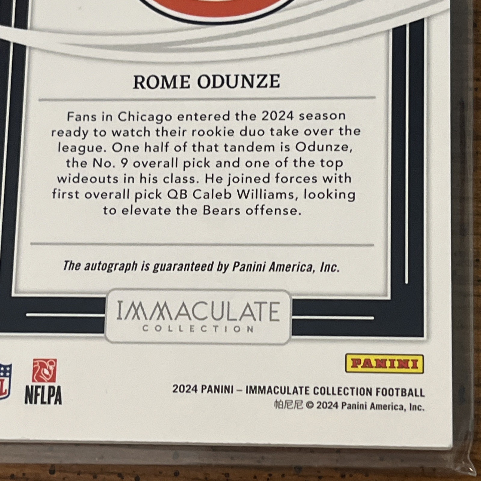 Panini 2024 Immaculate Rome Odunze Rookie Auto #IRSS-ROE /49 Bears NFL view 8