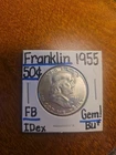 GEM BU UNCIRCULATED UNC MS 1955 SILVER FRANKLIN HALF DOLLAR BRILLIANT LUSTER