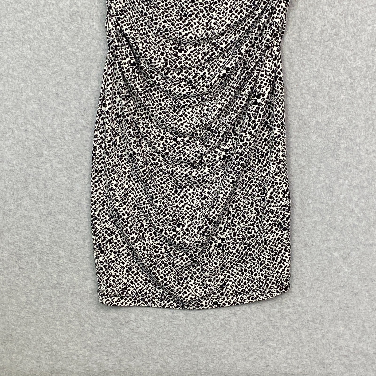 Banana Republic Dress Women's Small Black White Print Sleeveless Ruched Knit