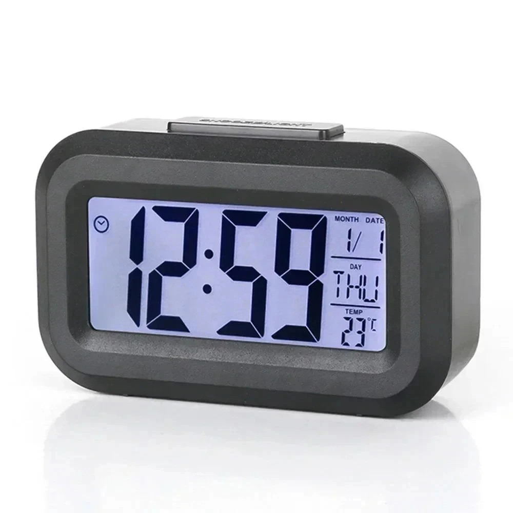 LED Digital Alarm Clock Snooze Backlight Calendar Time Display Table Desktop
