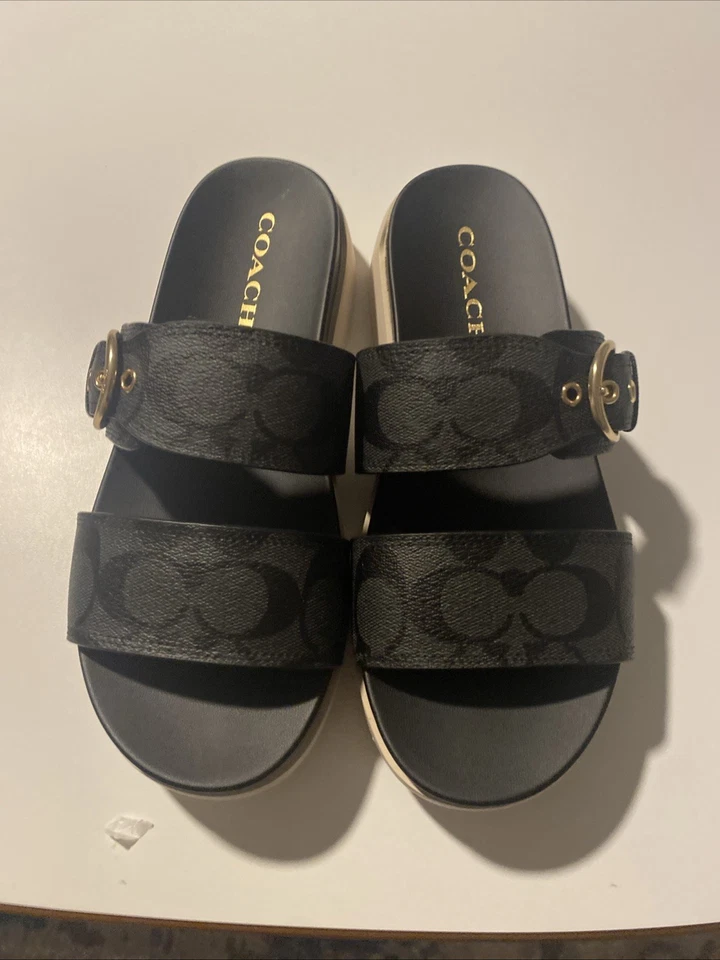 Красивые черные сандалии Coach GWEN SIG C8925 ЧЕРНЫЕ CC704. Размер 7,5 B - Изображение 3 из 4