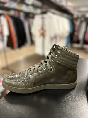 Size 7.5G/8US GUCCI Hightop Sneakers Olive Green Camouflag  display picture 1