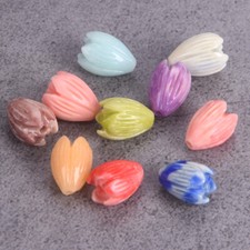 10pcs Flower Shape 9x7mm 11x8mm 12x10mm Gradient Artificial Coral Loose Beads