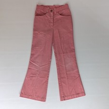 Vintage Girls Pink Flared Pants W/ Design - 70's Sears Perma-Prest Jeans- 7 Slim