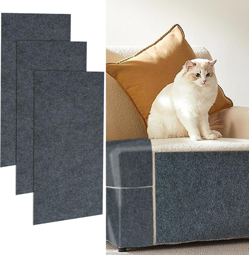 3Pcs Cat Scratching Mat 23.6 X 11.8 in Trimmable Self-Adhesive Carpet Climbing