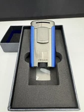 Xikar Astral Single Jet Flame Cigar Lighter - Gunmetal and Blue - New