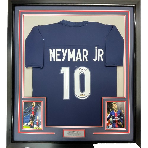 Framed Autographed/Signed Neymar Jr 35x39 FC Barcelona Blue Jersey