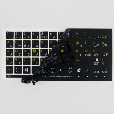 TASTATURAUFKLEBER KYRILLISCH RUSSISCH UKRAINISCH GELB TASTATURAUFKLEBER ITALIEN
