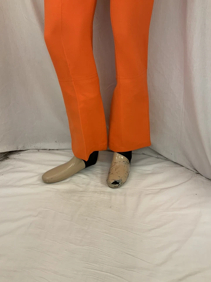 Pantalones de esquí ciervo blanco talla 12 naranja rayón nailon estribos usados una vez YGI N2-405 Foto 3 de 4