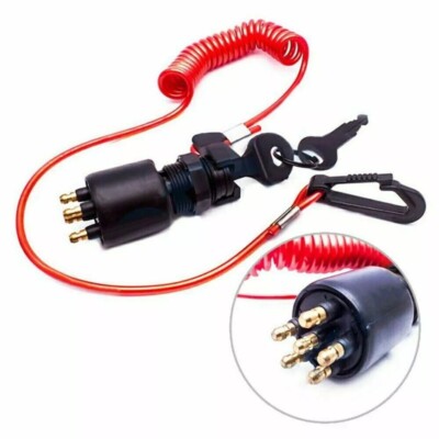 Ignition Key Switch & Safety Lanyard for Evinrude, Johnson, OMC 5005801, 175974