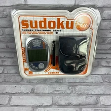Sudoku Plus Handheld Electronic Portable Travel Game New Leather Case Stylus