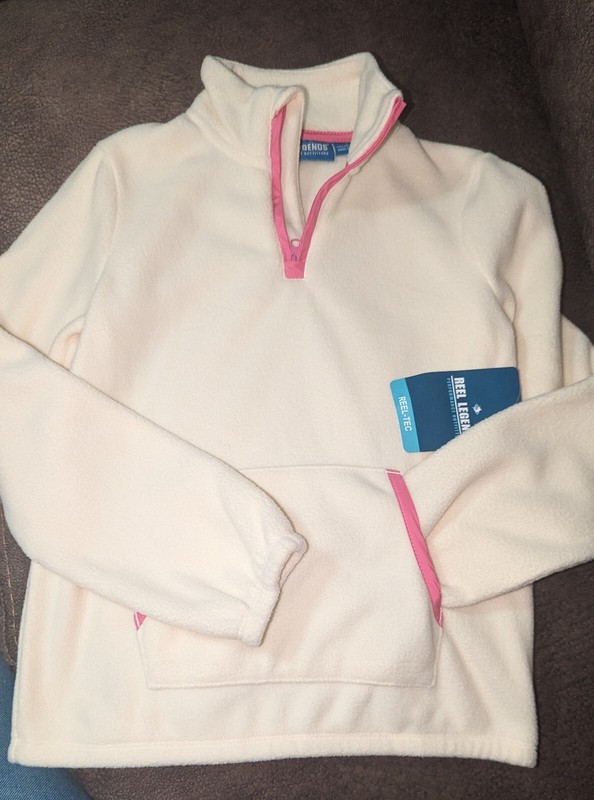 NWT, Reel Legends, 1/4 Zip, Cream/Pink, Long Sleeve Fleece-Toddler Girls Size S