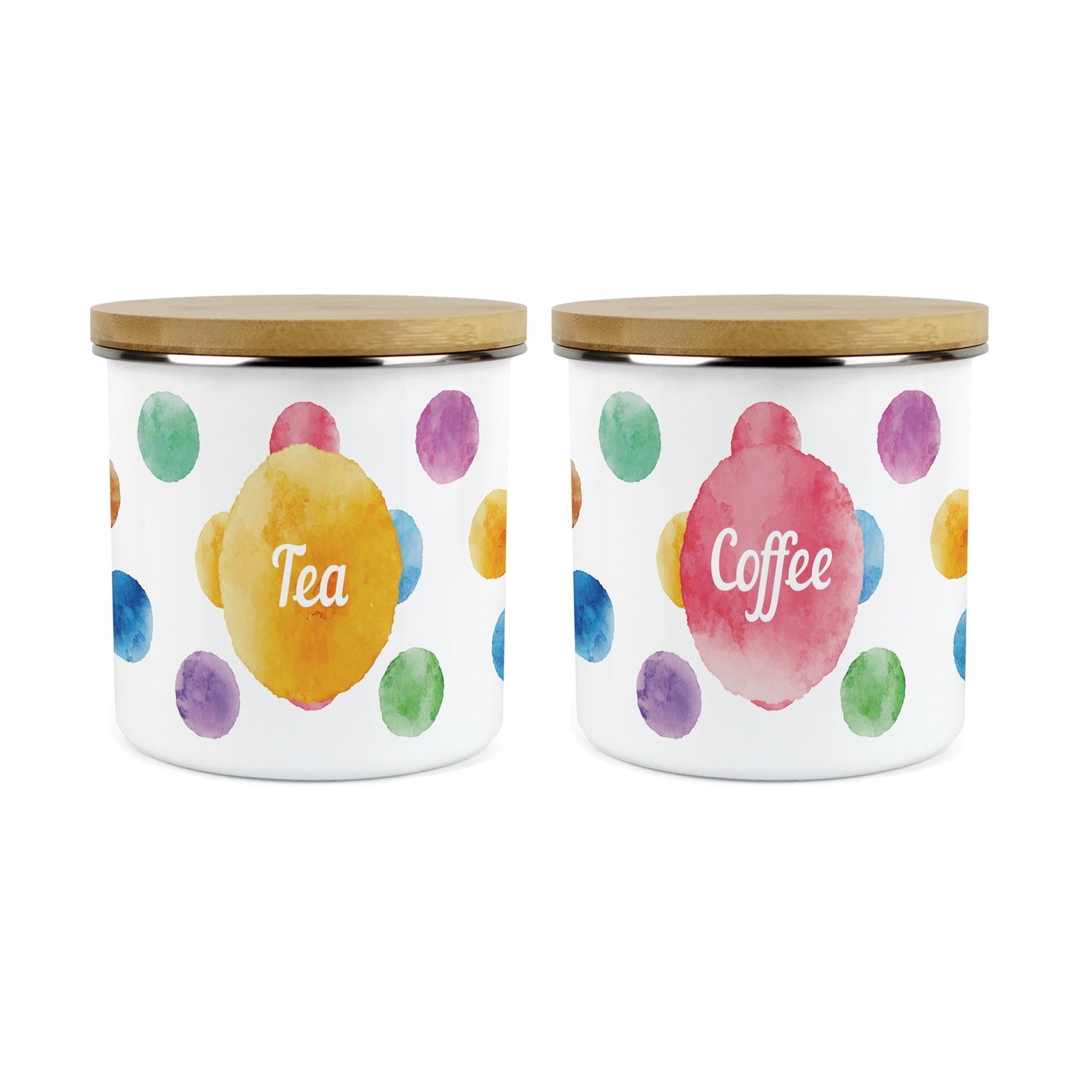 Polka Dots Tea & Coffee Storage Canister - Multicoloured Spots Kitchen Gifts