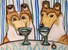 Smooth Collie Drinking a Martini 8.5 x 11 Dog Art Print Signed by Artist Ksams