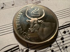 The GAMBIA 2 shillings 1966 KM5 Cu-Ni QEII 1-year type PROOF minted 6,600 RARE !