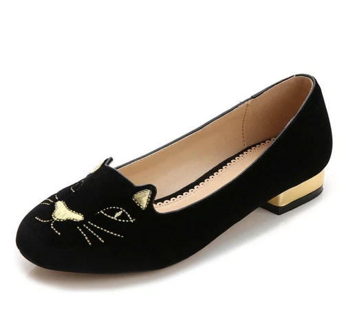 Damenschuhe Stickerei Samt flache Halbschuhe Charlotte schwarz & goldfarben neu - Bild 8 von 9