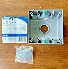 Sigma Electrical Outlet Junction Box Gray 3 Hole 2 Gang 1 Inch Heavy Duty Metal