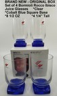 NIB Bormioli Rocco Ibisco 4 Juice Glasses *Clear/Cobalt Blue Square Foot *4 1/4" — photo 1