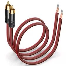 Gold-Plated RCA to Bare Wire Speaker Cable - 14AWG OFC Copper Audio Cable for