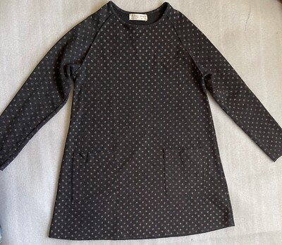 ZARA GIRLS, SIZE 11/12, GRAY POLKA DOT BRONZE METALLIC DOTS SHIFT DRESS,  NWOT | eBay